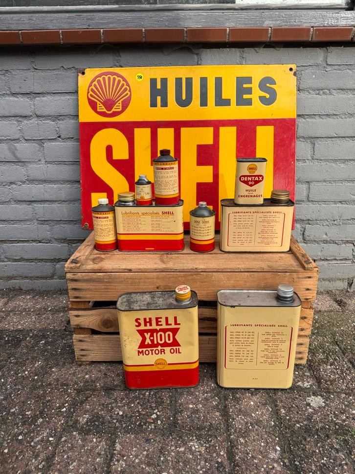 Diverse oude SHELL olie blikken, Verzamelen, Merken en Reclamevoorwerpen, Gebruikt, Verpakking, Ophalen of Verzenden