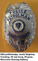 mooie Amerikaanse POLITIE BADGE, patrolman Massachusetts, Ophalen of Verzenden, Zo goed als nieuw
