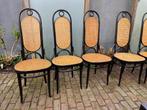 6 Thonet Eetkamerstoelen Long John Zwart + tafel, Vijf, Zes of meer stoelen, Riet of Rotan, Zo goed als nieuw, Zwart