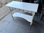 Leuk brocante landelijk grenen witte sidetable met lades, Huis en Inrichting, Tafels | Sidetables, Ophalen, Gebruikt, 100 tot 150 cm