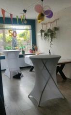 2 statafels met witte hoes te huur €5,-, Ophalen, Zo goed als nieuw