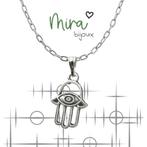 Kettinghanger + Ketting 46 cm Hamsa - Zilver Tone 2 x 1,3 cm, Verzenden, Nieuw, Zilver, Overige materialen
