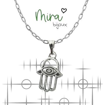 Kettinghanger + Ketting 46 cm Hamsa - Zilver Tone 2 x 1,3 cm beschikbaar voor biedingen