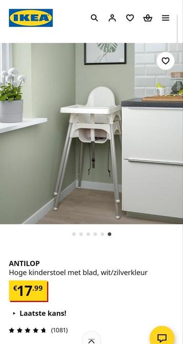 ikea 2x ANTILOP
Hoge kinderstoel met blad, wit/zilverkleur beschikbaar voor biedingen