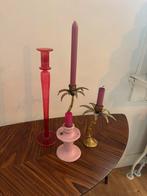 Diverse kandelaars: Messing, glas en aardewerk, Ophalen of Verzenden, Glas