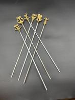 Set van 6 Vintage Spiezen met Messing Kopstukken – ca. 36 cm, Ophalen of Verzenden, Zo goed als nieuw, Geen