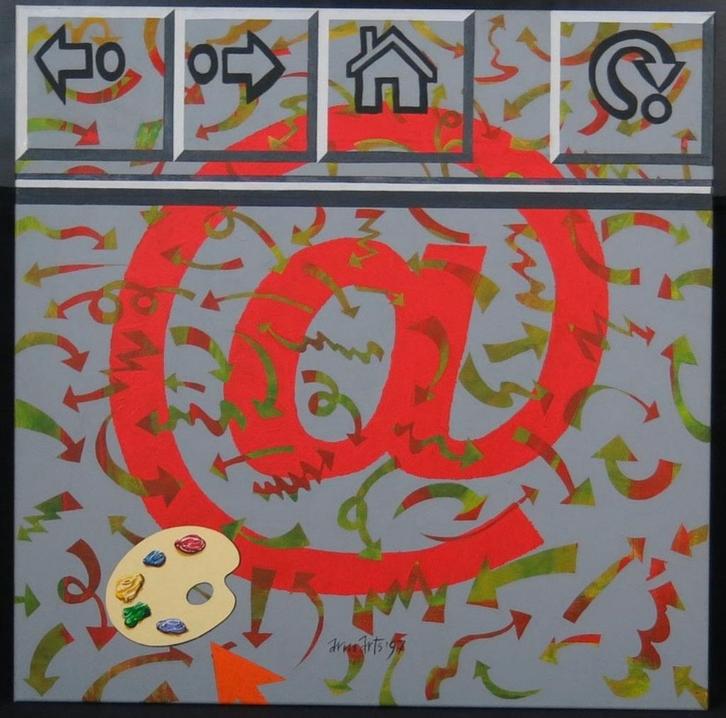 Internet ROOD acryl schilderij van Arno Arts, Antiek en Kunst, Kunst | Schilderijen | Abstract, Ophalen