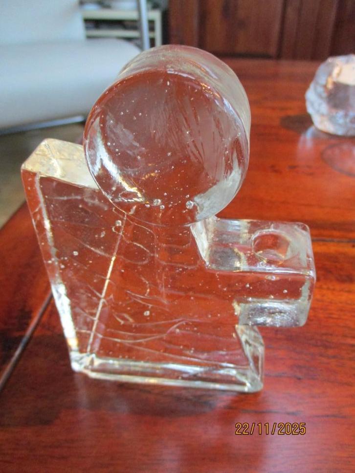 Zweden - kandelaar - glas - engel, Huis en Inrichting, Woonaccessoires | Kandelaars en Kaarsen, Gebruikt, Kandelaar, Minder dan 25 cm