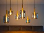 6 x rookgas lampen lucide hanglamp gerookt glas 130 cm breed, Ophalen, Zo goed als nieuw, Glas, 75 cm of meer