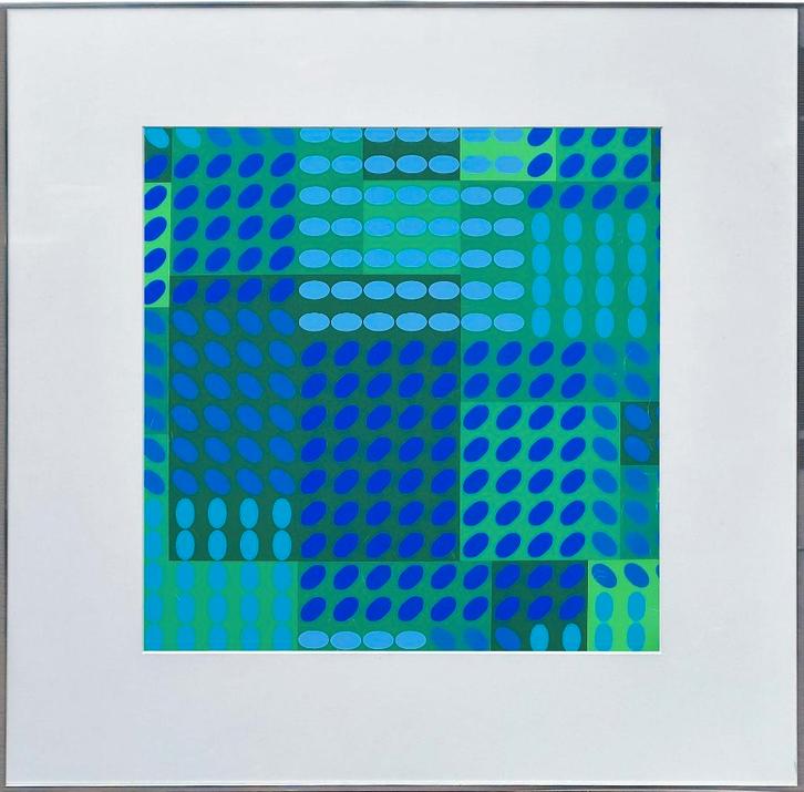 Compositie met Stippen cx/cxc - Kunstenaar: Victor Vasarely, Antiek en Kunst, Kunst | Litho's en Zeefdrukken, Ophalen