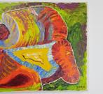 Abstract modern schilderij L.vd Heuvel doek cobra ’60 uniek, Huis en Inrichting, N, Ophalen of Verzenden, N, N