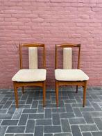 Vintage teakhouten eetkamer stoelen, opnieuw gestoffeerd, Ophalen of Verzenden, Overige kleuren, Hout