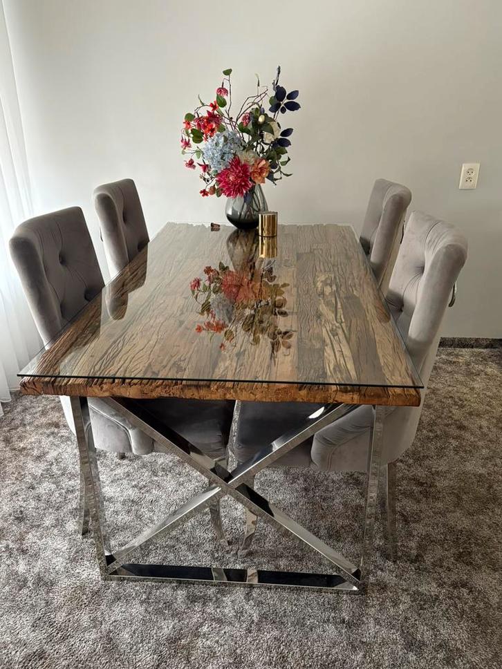 Eettafel 4 stoelen bank en salontafel, Huis en Inrichting, Tafels | Eettafels, Zo goed als nieuw, Ophalen of Verzenden