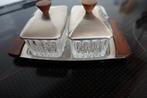 origineel vintage rvs/bleikristal jam garnituurset, Huis en Inrichting, Ophalen of Verzenden, Zo goed als nieuw