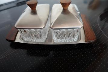 origineel vintage rvs/bleikristal jam garnituurset beschikbaar voor biedingen