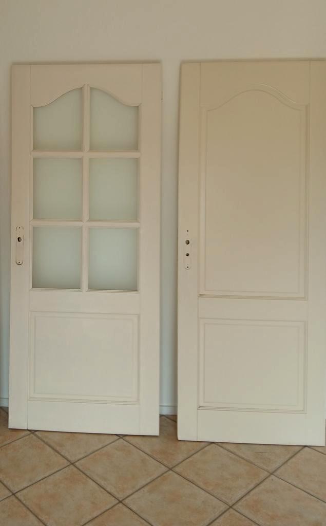 Twee binnendeuren, Doe-het-zelf en Verbouw, Deuren en Horren, Gebruikt, Binnendeur, 200 tot 215 cm, 80 tot 100 cm, Glas, Hout