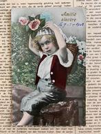 7-8-1908 Jongetje met mandje bloemen (XX), Ophalen of Verzenden, Voor 1920, Gelopen, Kinderen