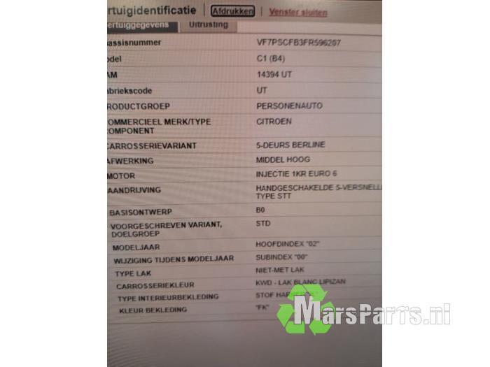 Motor van een Citroen C1, Auto-onderdelen, Motor en Toebehoren, Citroën, Gebruikt, 6 maanden garantie, 12 maanden garantie, Ophalen of Verzenden