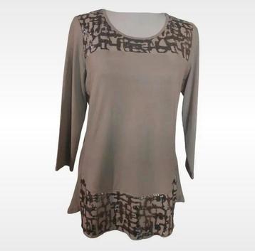 Airfield Beige Top Pailletten Zilver Maat 38 beschikbaar voor biedingen