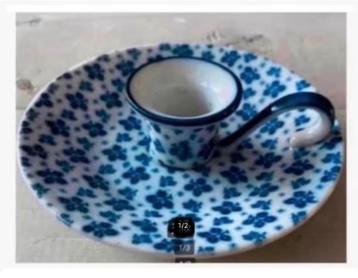 Brocante blauw witte blaker, porselein, 12 cm, 3,5 cm hg beschikbaar voor biedingen