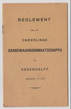 1909 brandweer assendelft obm onderlinge reglement brand, Boeken, Geschiedenis | Stad en Regio, Ophalen of Verzenden, Zo goed als nieuw