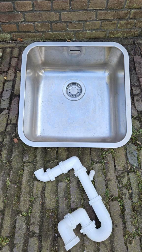Werkblad, spoelbak, kraan, afvalemmer, Huis en Inrichting, Keuken | Keukenelementen, Zo goed als nieuw, Minder dan 100 cm, 50 tot 75 cm