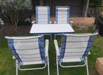 4 dukdalf stoelen en een crespo tafel 101x65cm blauw, Caravans en Kamperen, Kampeermeubelen, Campingstoel