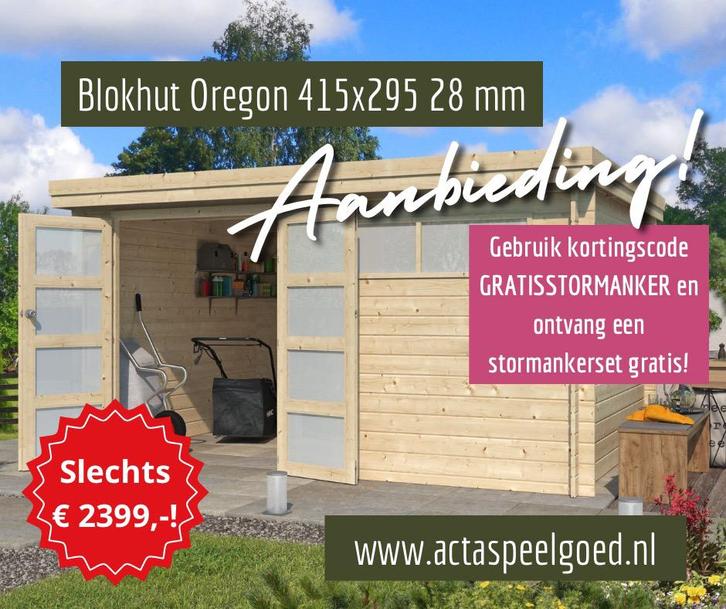 Blokhut Berging Tuinhuis Schuur Oregon 415x295 28 mm, Tuin en Terras, Palen, Balken en Planken, Nieuw, Planken, 250 cm of meer