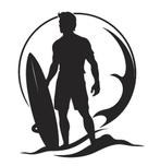 Camper caravan auto sticker Surfer met plank, The RIver House, Info@theriverhouse.nl, Nieuw, Ophalen of Verzenden