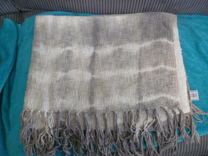 Riviera Maison plaid grijs beige 130x170 cm katoen, Huis en Inrichting, Woonaccessoires | Plaids en Woondekens, Zo goed als nieuw