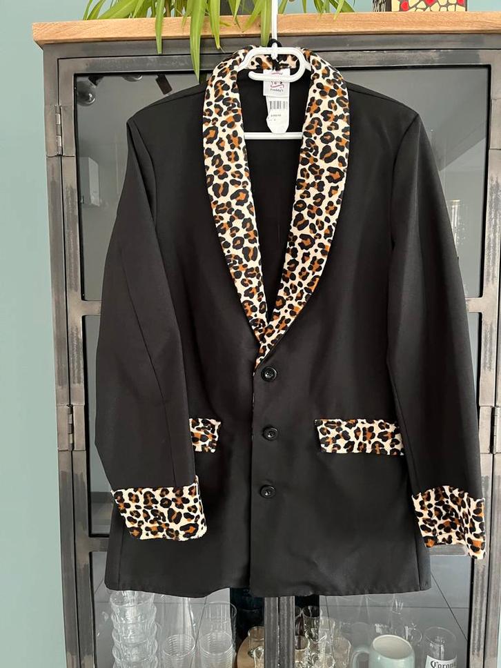 Foute carnaval Pooier Colbert met Luipaardprint - maat S, Kleding | Heren, Carnavalskleding en Feestkleding, Zo goed als nieuw