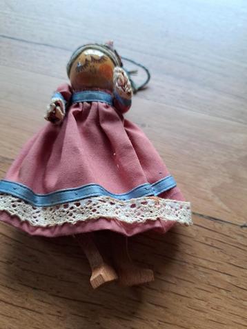 Vintage Poppetje Houten Hoofd & Voetjes - 12cm beschikbaar voor biedingen