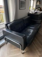 Gispen AD-B3 Bank - Dutch Originals - Zwart Leer, Huis en Inrichting, Banken | Bankstellen, Ophalen, Driepersoons, Zo goed als nieuw