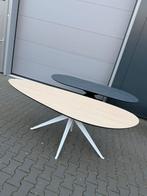 Kiezel licht eiken eettafel 220 x 100 cm, 100 tot 150 cm, 200 cm of meer, Ophalen of Verzenden, Zo goed als nieuw