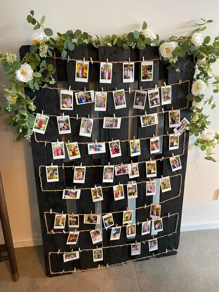 Polaroid palletbord bruiloft of feest, Hobby en Vrije tijd, Feestartikelen, Versiering, Geboorte of Huwelijk, Ophalen