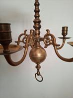 Vijfarmige koperen kroonluchter, Ophalen of Verzenden, Gebruikt, Metaal, Klassiek