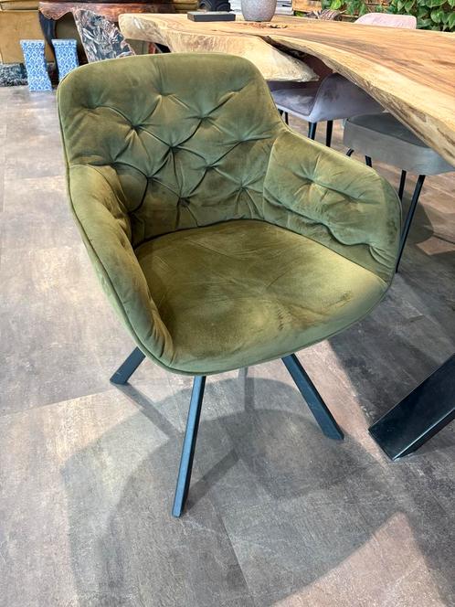 Olijfgroene Stoffen Stoelen - Set van 4 €75 ps, Huis en Inrichting, Stoelen, Zo goed als nieuw, Vier, Stof, Overige kleuren, Ophalen