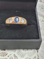 Super mooie ring 18 kr met 1 crt briljant en blauwe safier, Ophalen, 19 tot 20, Zo goed als nieuw, Dame of Heer