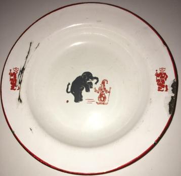 2x Emaille bord Circus Olifant Muis Molen Boer Hondje PPSTK! beschikbaar voor biedingen