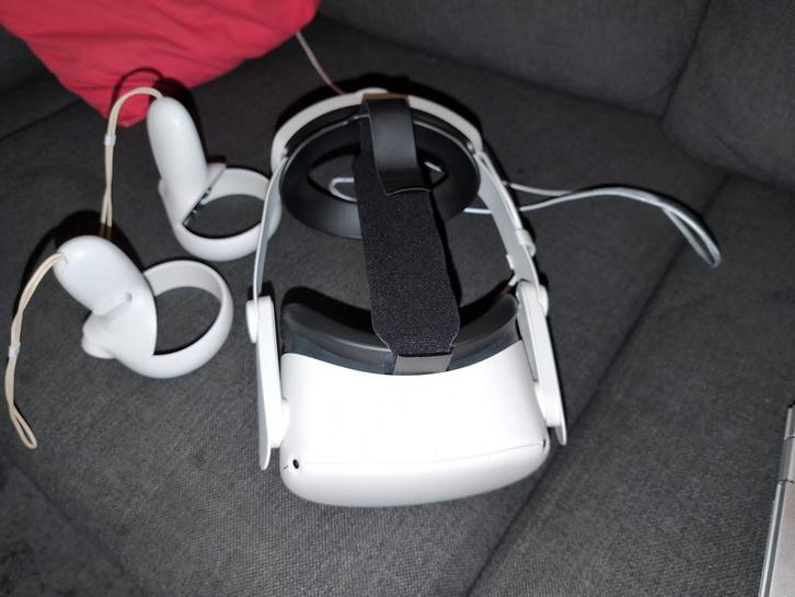 Meta Quest 2 128 GB+ Batterij Headstrap, Spelcomputers en Games, Virtual Reality, Zo goed als nieuw, Pc, VR-bril, Ophalen of Verzenden