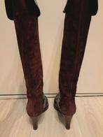 Vintage bordeauxrode hoge leren laars, Hoge laarzen, Ophalen of Verzenden, Gedragen, Rood