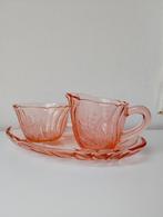 Vintage Roze Glazen Roomstel Lelietjes van Dalen Design, Antiek en Kunst, Ophalen of Verzenden