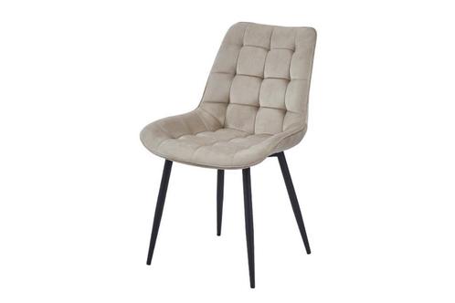 1 Eetkamerstoel Bloqs, beige, velvet, Huis en Inrichting, Stoelen, Nieuw, Eén, Metaal, Stof, Overige materialen, Overige kleuren