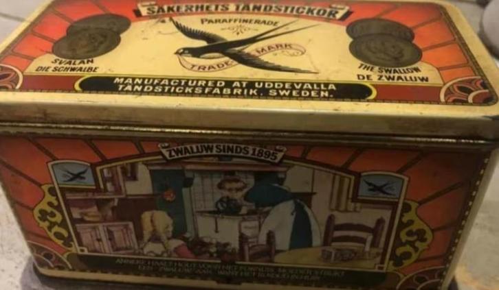 Blik Zwaluw tandenstokers (15x7,5x7,5), Verzamelen, Blikken, Gebruikt, Overige, Overige merken, Ophalen of Verzenden