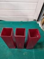 vaasjes rood vierkant rood drie stuks, Huis en Inrichting, Woonaccessoires | Vazen, Ophalen of Verzenden, 'T Olde Gre-j, Info@toldegrej.nl