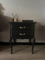 Gerestyled nachtkastje ladekastje zwart goud queen ann, 50 tot 100 cm, Ophalen of Verzenden, Zo goed als nieuw, Brocante