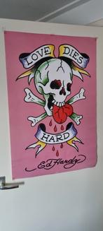 Ed Hardy, love dies hard, roze, Verzamelen, Ophalen of Verzenden, Zo goed als nieuw, Rechthoekig Staand, Deurposter of groter