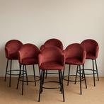 Set van 6 luxe fluwelen barkrukken – wijnrood, metalen frame, Antiek en Kunst, Ophalen