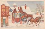 KERST RIJTUIG SNEEUW  UIT 1955 ZEER MOOIE OUDE KAART KK107, Verzenden, 1940 tot 1960, Gelopen, Feest(dag)