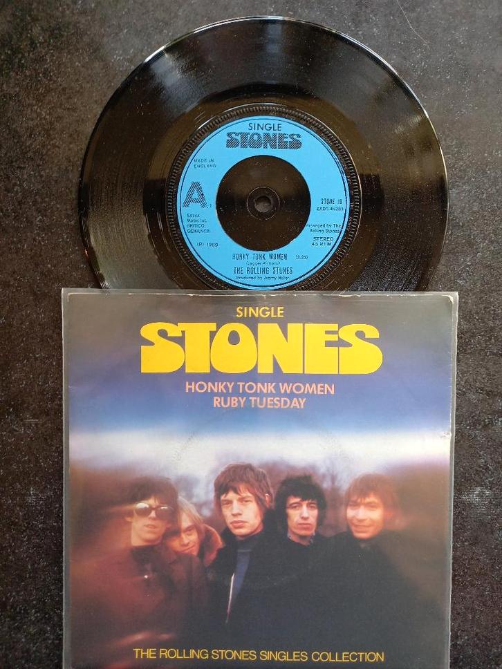 Rolling Stones - Honky Tonk Women + Ruby Tuesday 1980, Cd's en Dvd's, Vinyl Singles, Zo goed als nieuw, Single, Pop, 7 inch, Ophalen of Verzenden